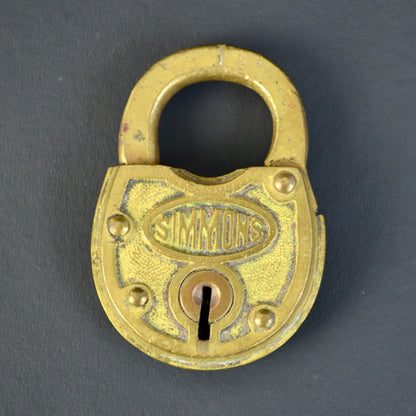 Vintage Simmons Brass Padlock Antique NO KEY