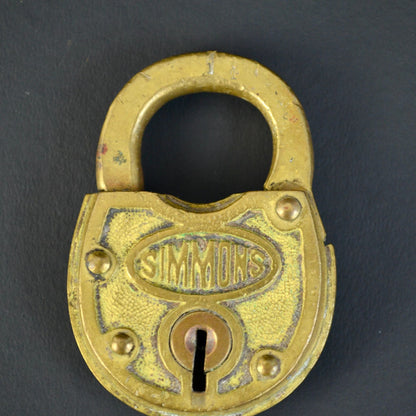Vintage Simmons Brass Padlock Antique NO KEY