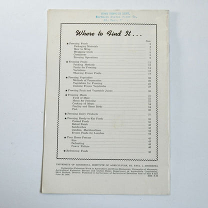 1958 Freezing Foods for Home Use Minnesota Agricultural Extension Service
