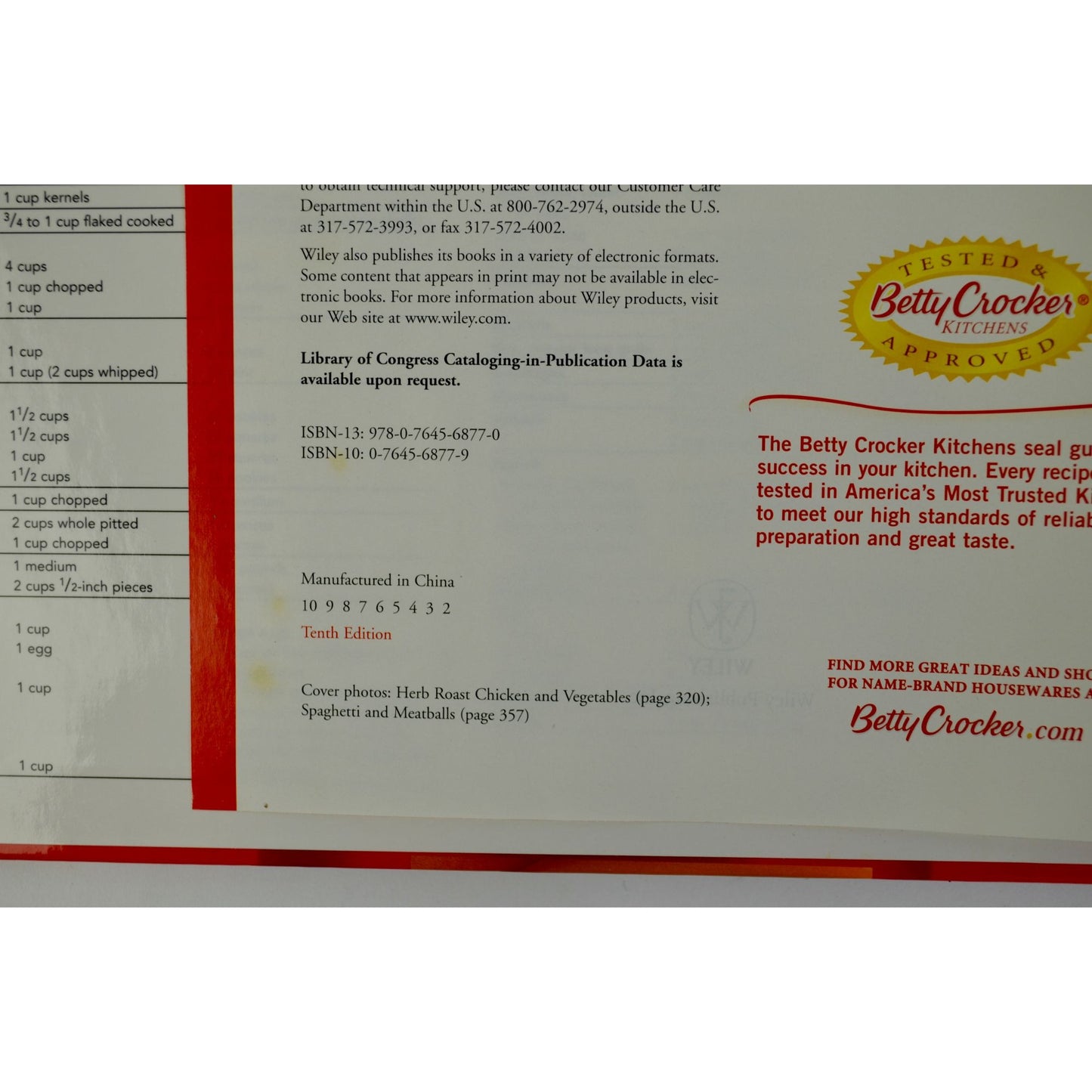 Betty Crocker Cookbook 2005 10th Edition Hardcover Spiral Bound