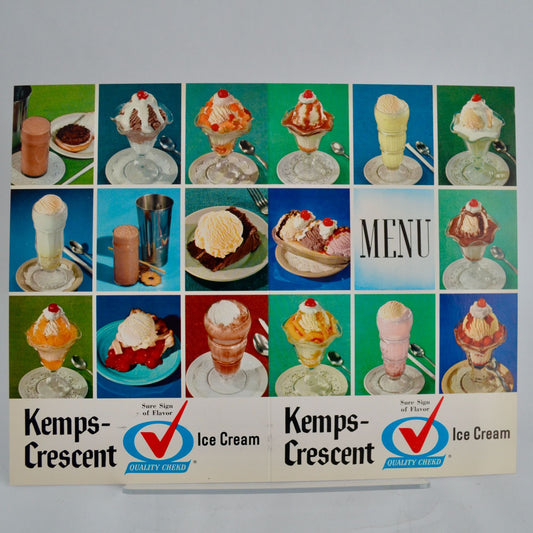 Vintage Kemps Crescent Ice Cream Advertising Alden Drug Company Menu RARE