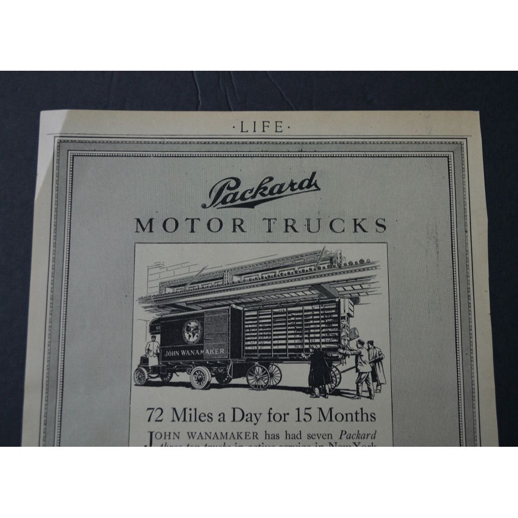 Antique 1911 Life Magazine Advertisement Packard Motor Trucks & Mallory Hats