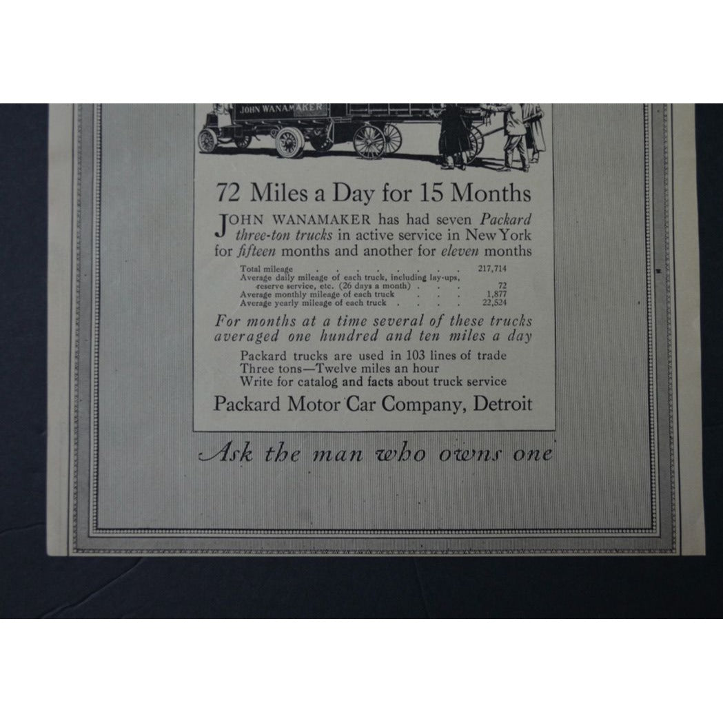 Antique 1911 Life Magazine Advertisement Packard Motor Trucks & Mallory Hats