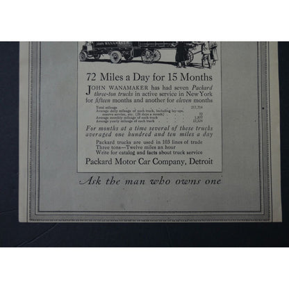 Antique 1911 Life Magazine Advertisement Packard Motor Trucks & Mallory Hats