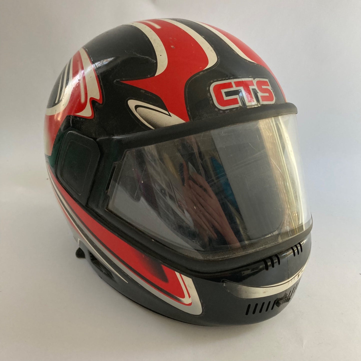 CTS Full-Face Snowmobile Motorcycle Helmet Size Medium Red/White/Black