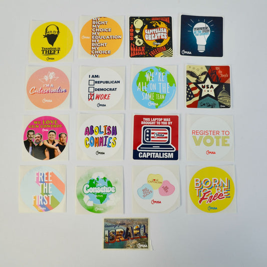 TPUSA Charlie Kirk Stickers Lot of 17 NEW No Duplicates