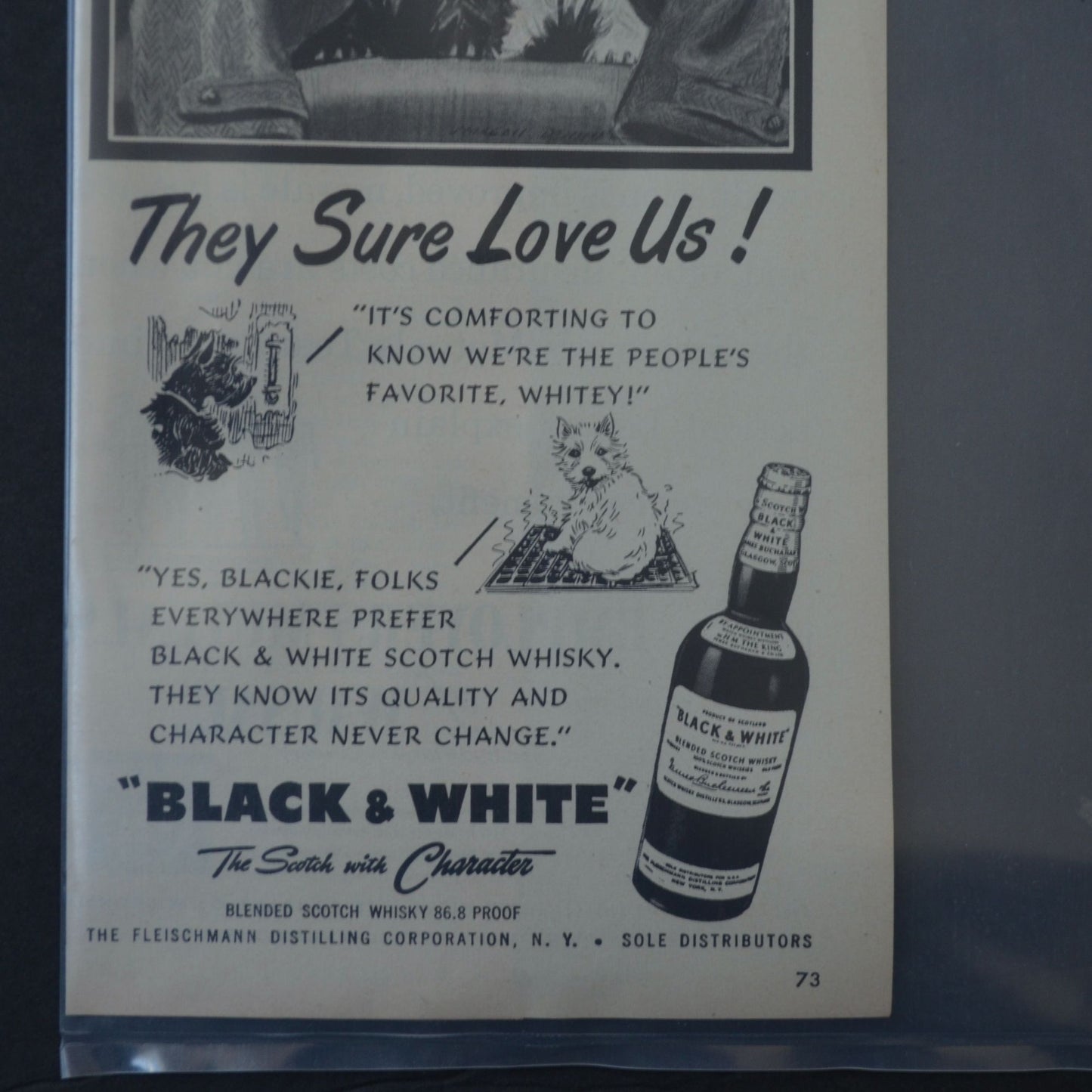 Black & White Blended Scotch Whisky Magazine Advertisement 1952 Scottie Dogs
