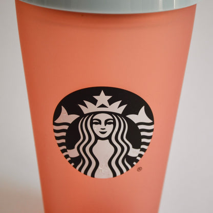 STARBUCKS FROSTED PINK 16 Oz COLD CUP TRAVEL TUMBLER with STRAW