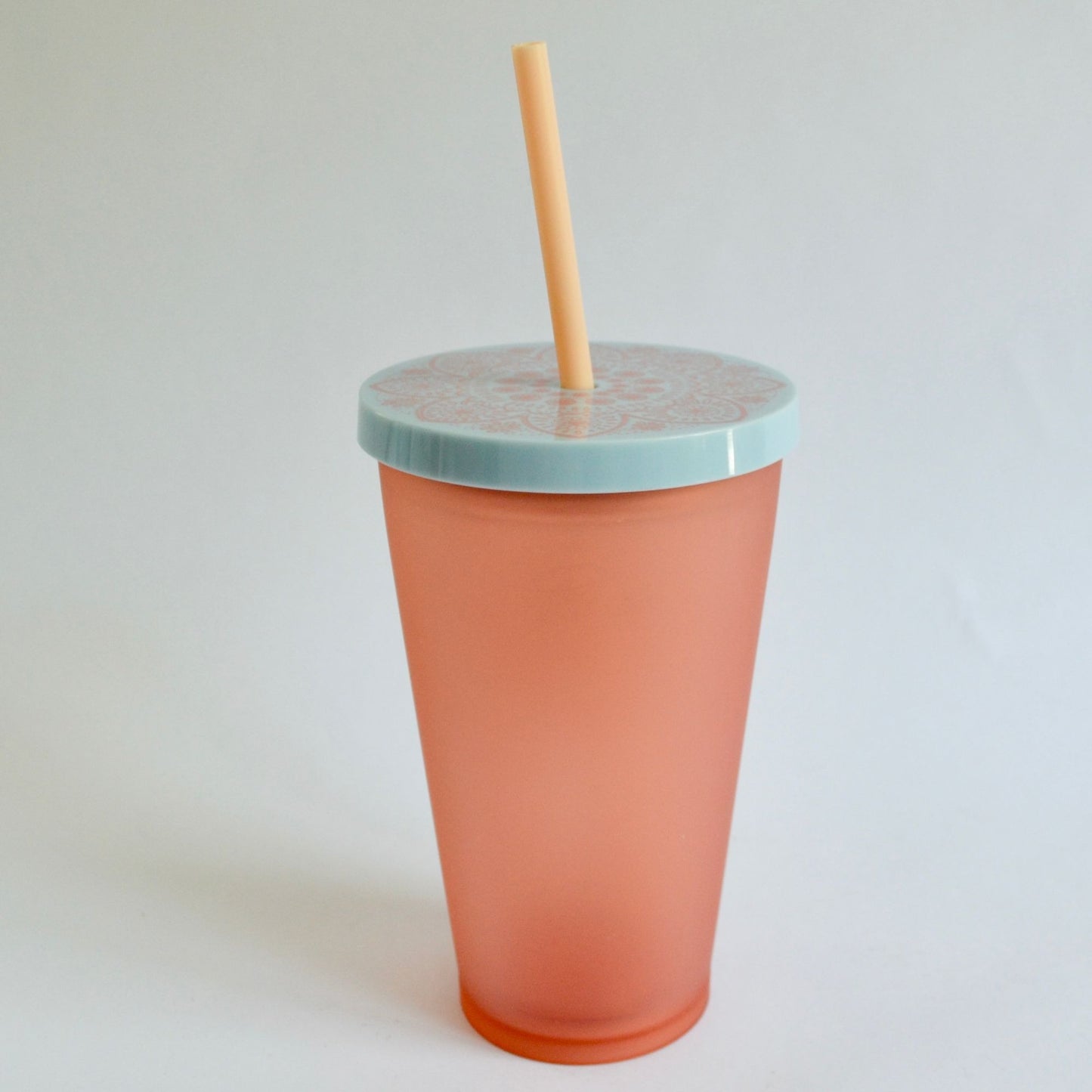 STARBUCKS FROSTED PINK 16 Oz COLD CUP TRAVEL TUMBLER with STRAW