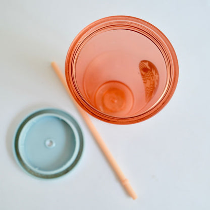 STARBUCKS FROSTED PINK 16 Oz COLD CUP TRAVEL TUMBLER with STRAW