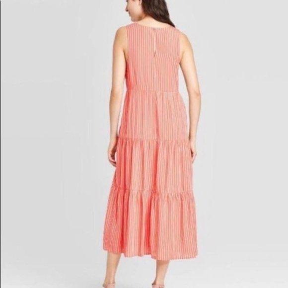 NEW A New Day Striped Coral Tiered Dress