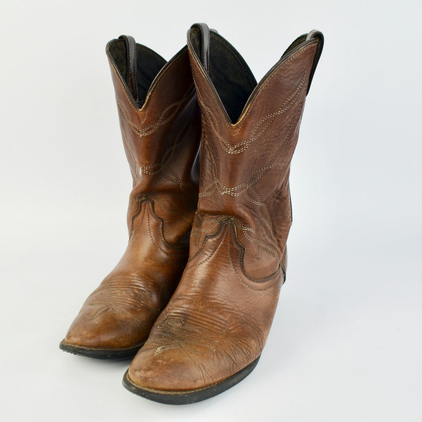 Vintage Vulcan Men's Brown Leather Cowboy Boots