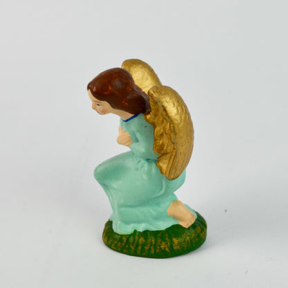 Kneeling Angel Figurine With Golden Wings Vintage Nativity Replacement Piece