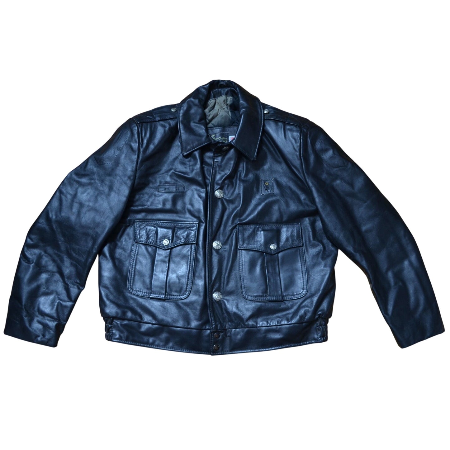Vintage Nate's Leather Patrol Jacket Chicago Motorcyle Black