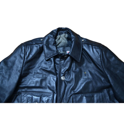 Vintage Nate's Leather Patrol Jacket Chicago Motorcyle Black