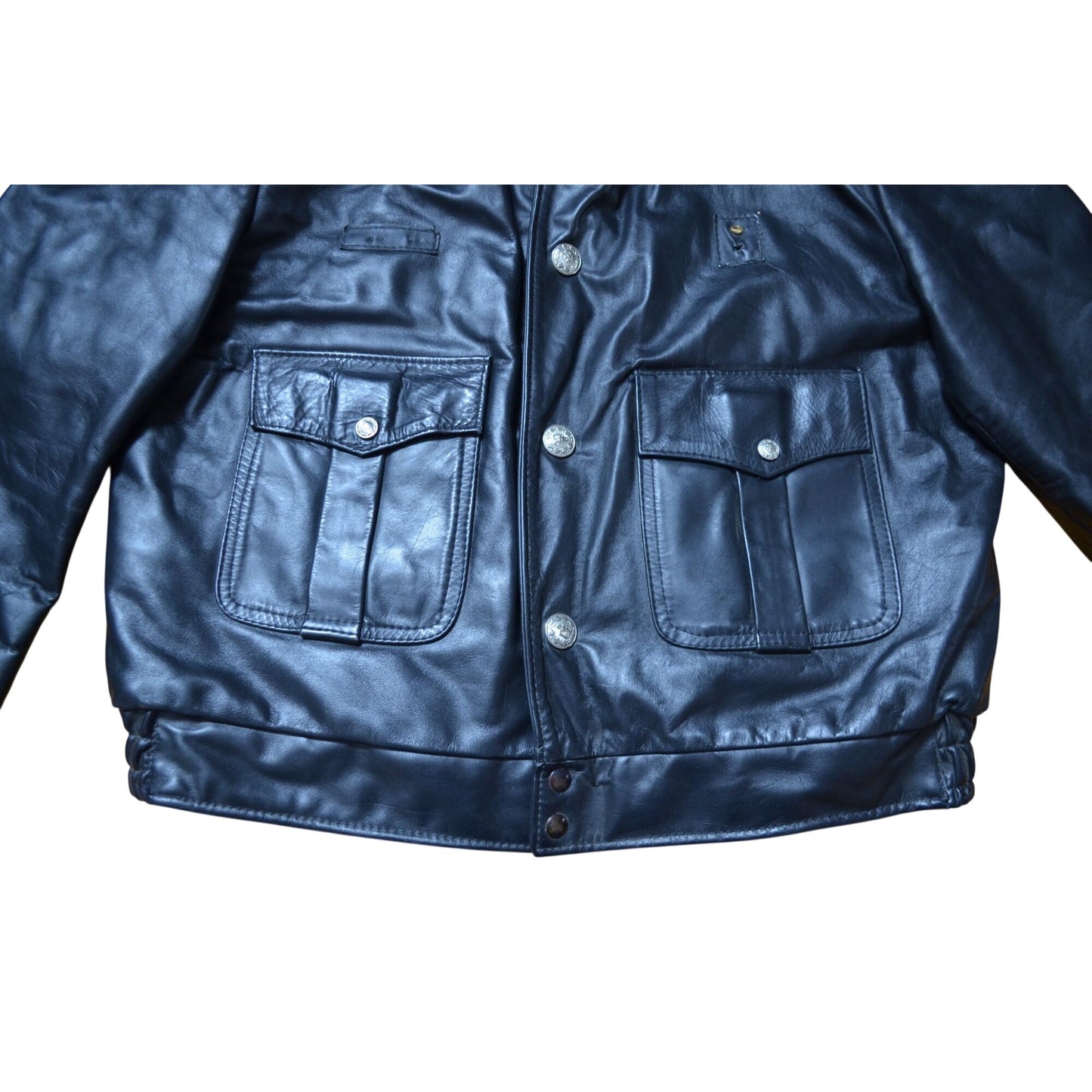 Vintage Nate's Leather Patrol Jacket Chicago Motorcyle Black
