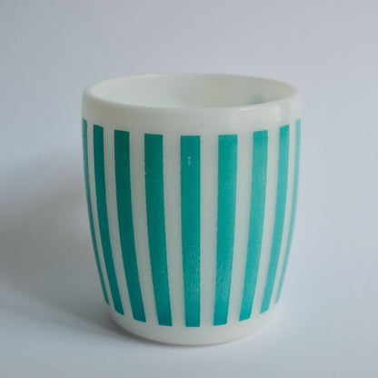 Hazel Atlas Turquoise White Candy Stripe Mug Milk Glass