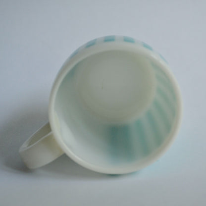 Hazel Atlas Turquoise White Candy Stripe Mug Milk Glass