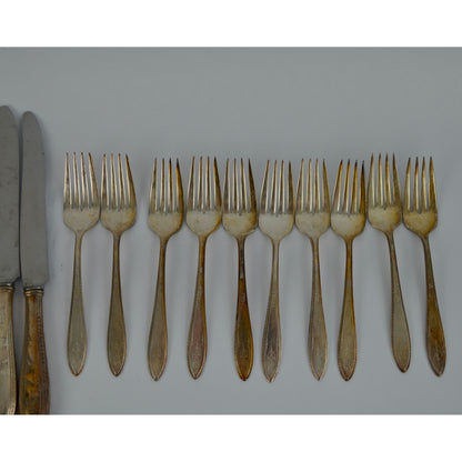WM A Rogers Debutante 1847 Silverplate Antique Vintage Silverware Flatware Set of 45