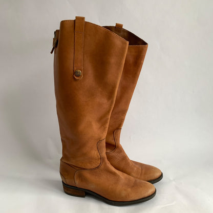 Sam Edelman Penny 2 Cognac Brown Leather Boots Knee High Zip Back Size 6 M