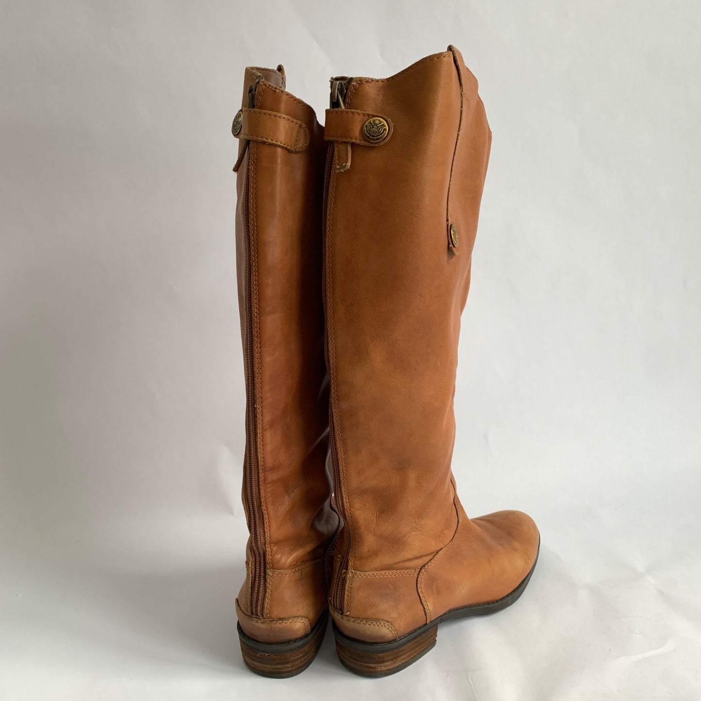 Sam Edelman Penny 2 Cognac Brown Leather Boots Knee High Zip Back Size 6 M