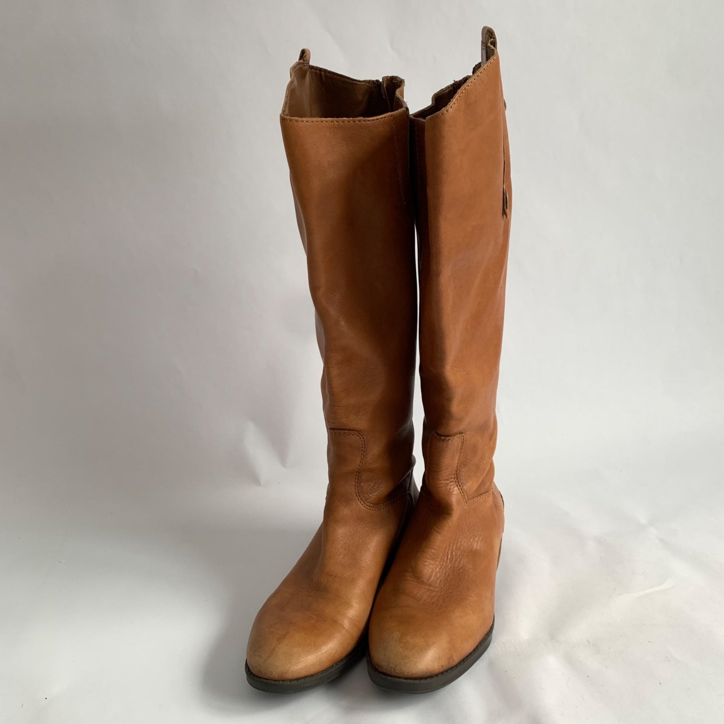 Sam Edelman Penny 2 Cognac Brown Leather Boots Knee High Zip Back Size 6 M