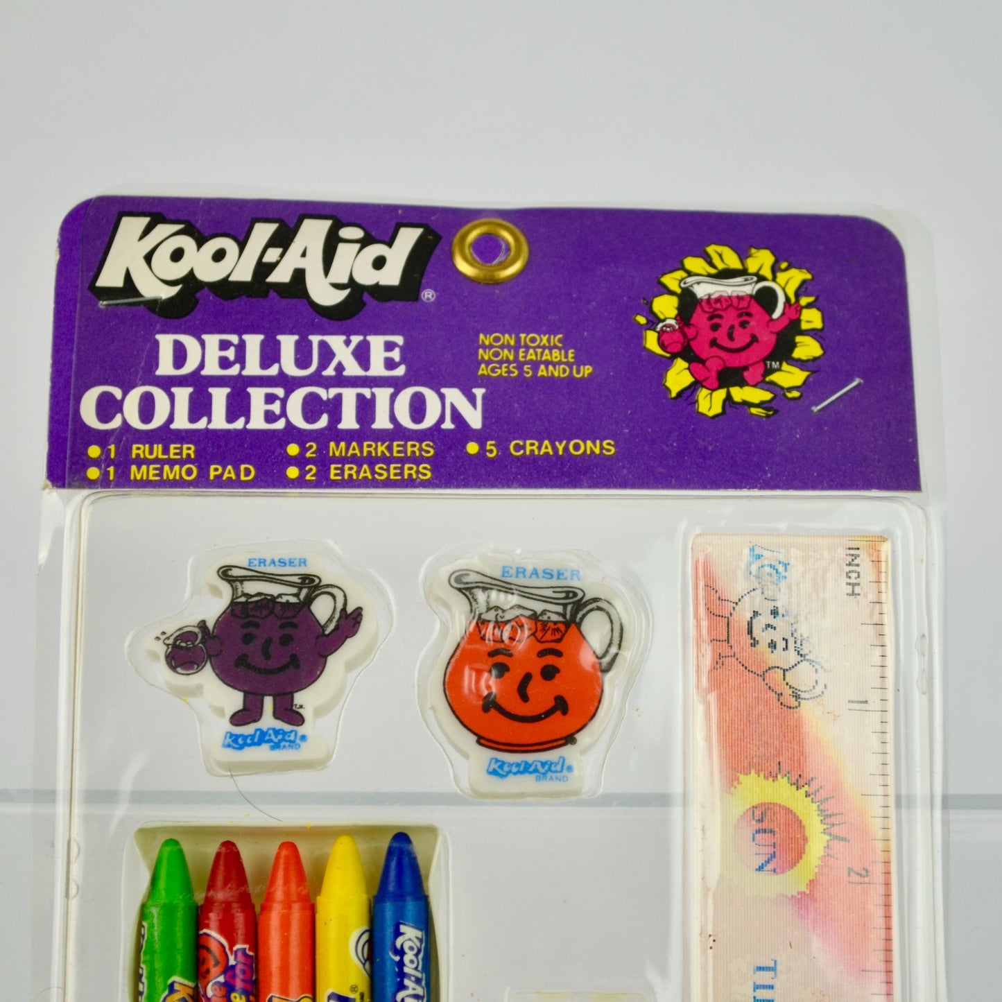 1983 Kool Aid Deluxe Collection Vintage NOS New Ruler Memo Pad Markers Crayons