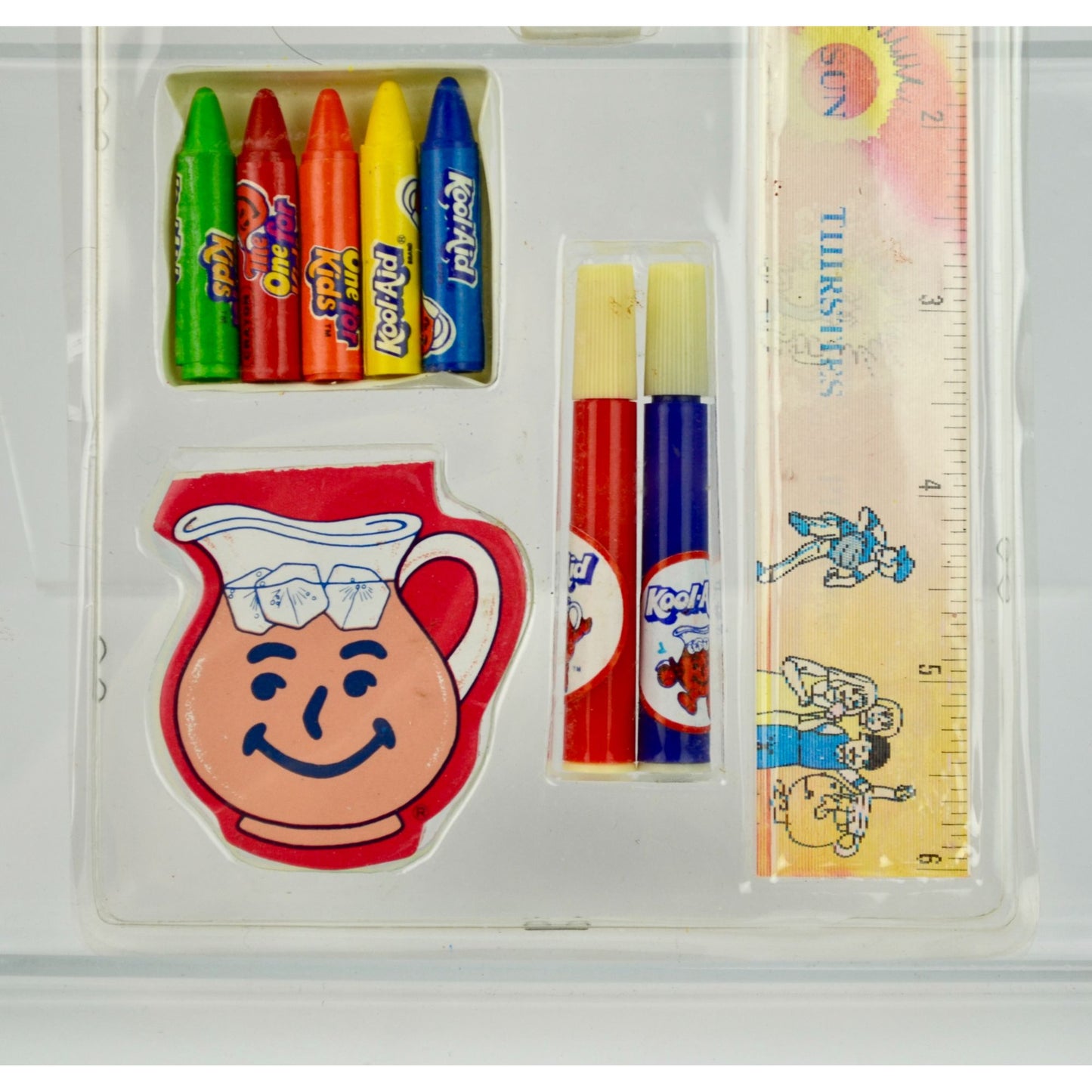1983 Kool Aid Deluxe Collection Vintage NOS New Ruler Memo Pad Markers Crayons