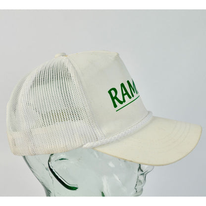 Vintage Rams White Green Barn Farming Hat Trucker Braided