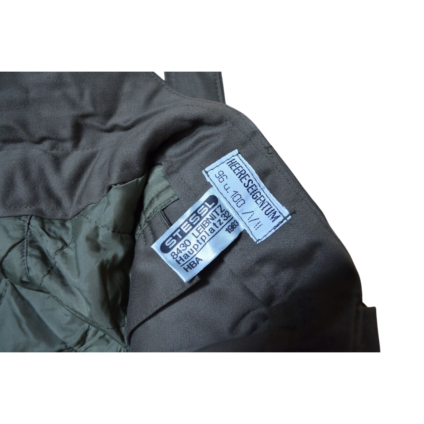 Vintage Sturm Military Insulated Trousers OD Green Bibs 1980's Made in Austria