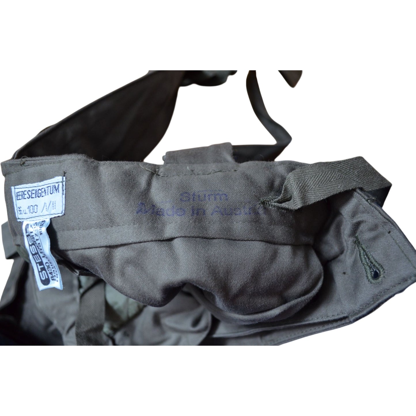 Vintage Sturm Military Insulated Trousers OD Green Bibs 1980's Made in Austria