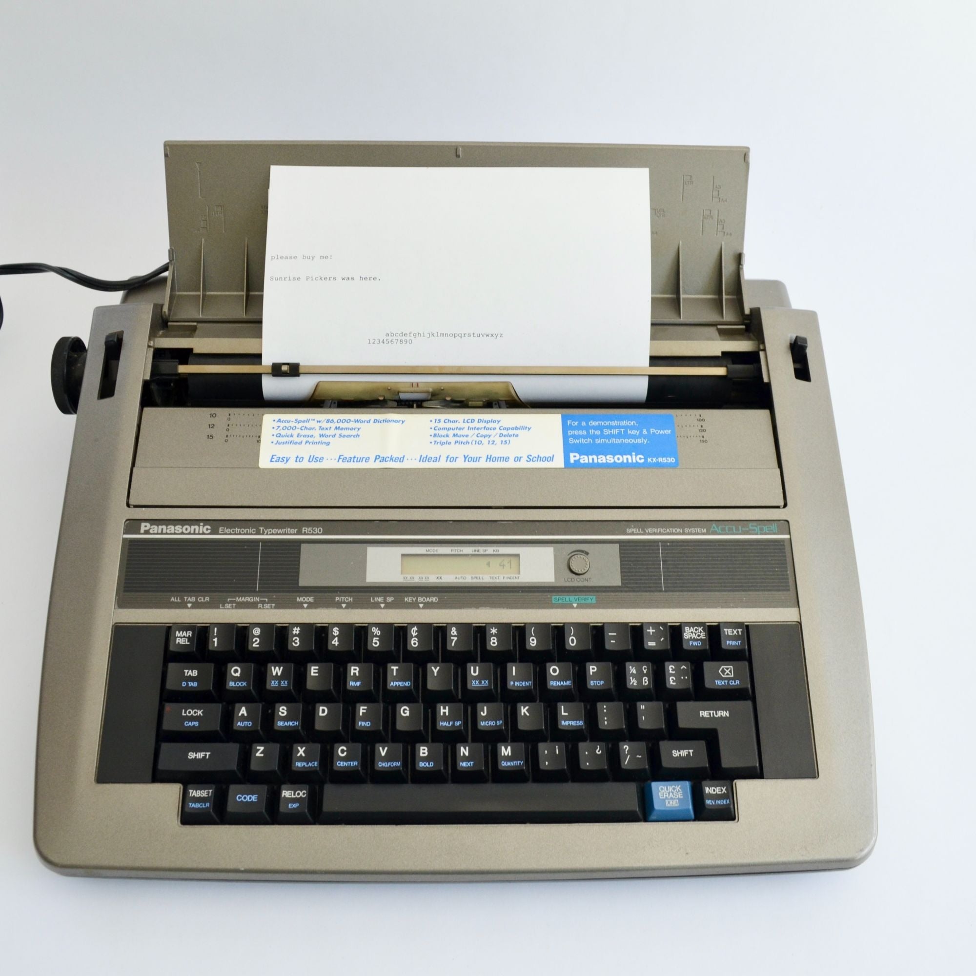 Panasonic KX-R530 Electric Typewriter Tested Working – Sunrise Pickers