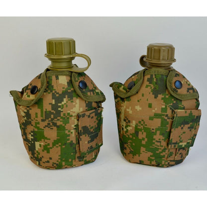 Lot 2 USMC Military Style Canteens, Pouches & Tin Canteen Cups