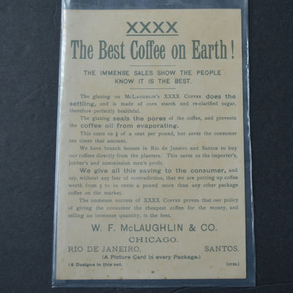 McLaughlin's XXXX Coffee Victorian Trading Card LARGE 1891 Girl and Dog