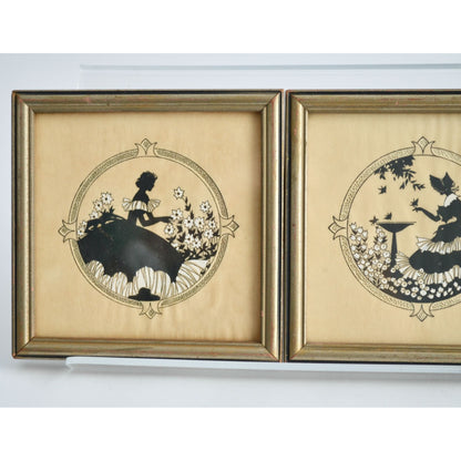 Buzza Company Craftacres Minneapolis MN Reverse Silhouette Prints Framed Lot 2