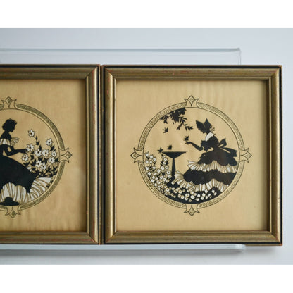 Buzza Company Craftacres Minneapolis MN Reverse Silhouette Prints Framed Lot 2