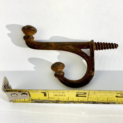 Antique Double Arm Acorn Hook Coat Hat Screw-In