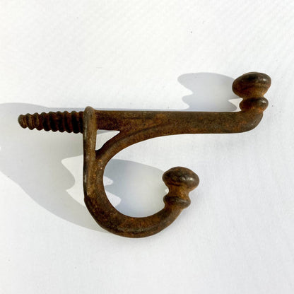 Antique Double Arm Acorn Hook Coat Hat Screw-In