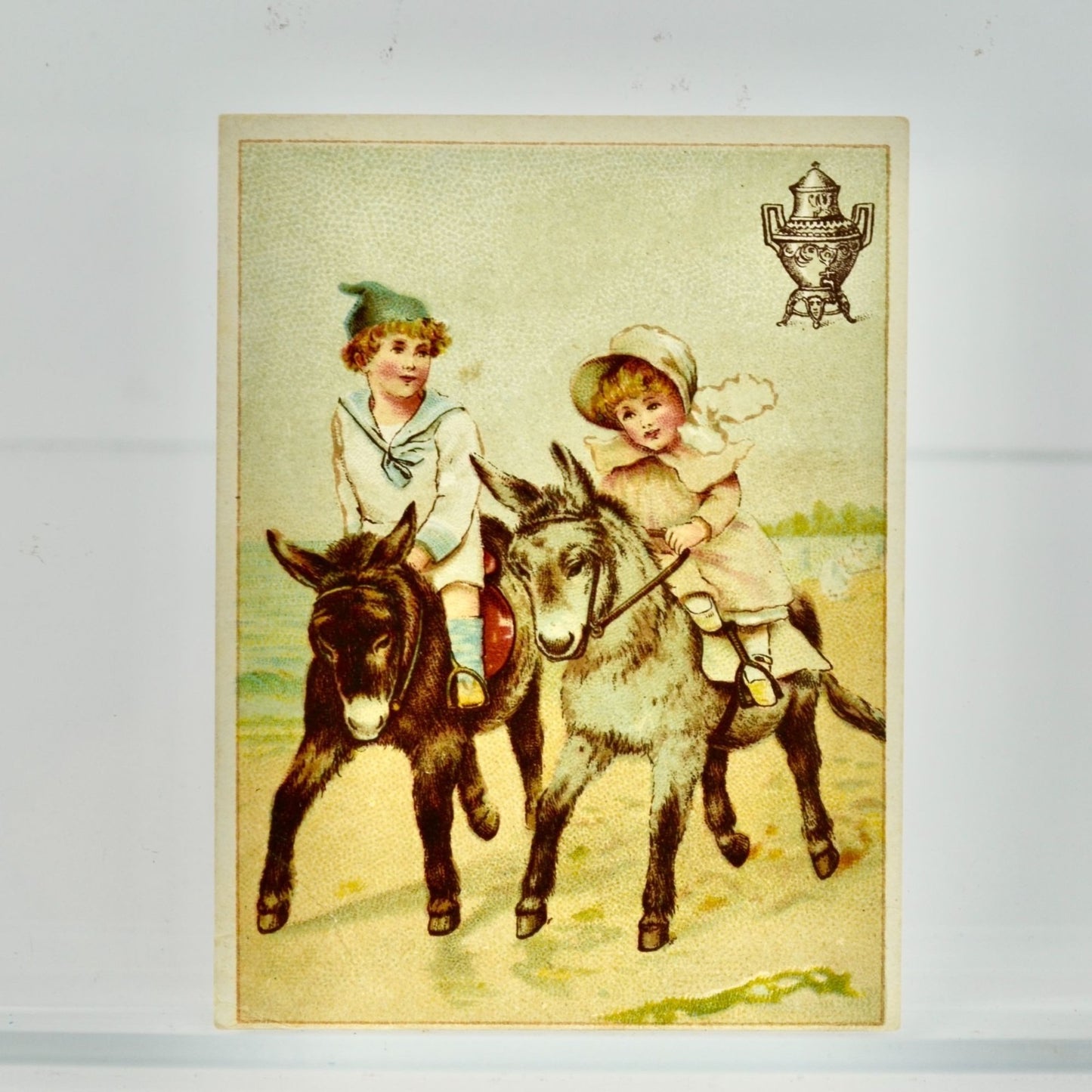 Dilworth's Coffee Antique Victorian Trading Card Donkeys Boy Girl