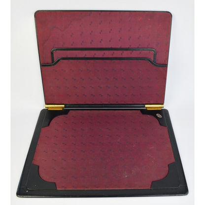 Vintage Leather Writing Case Black Red Detailed Large