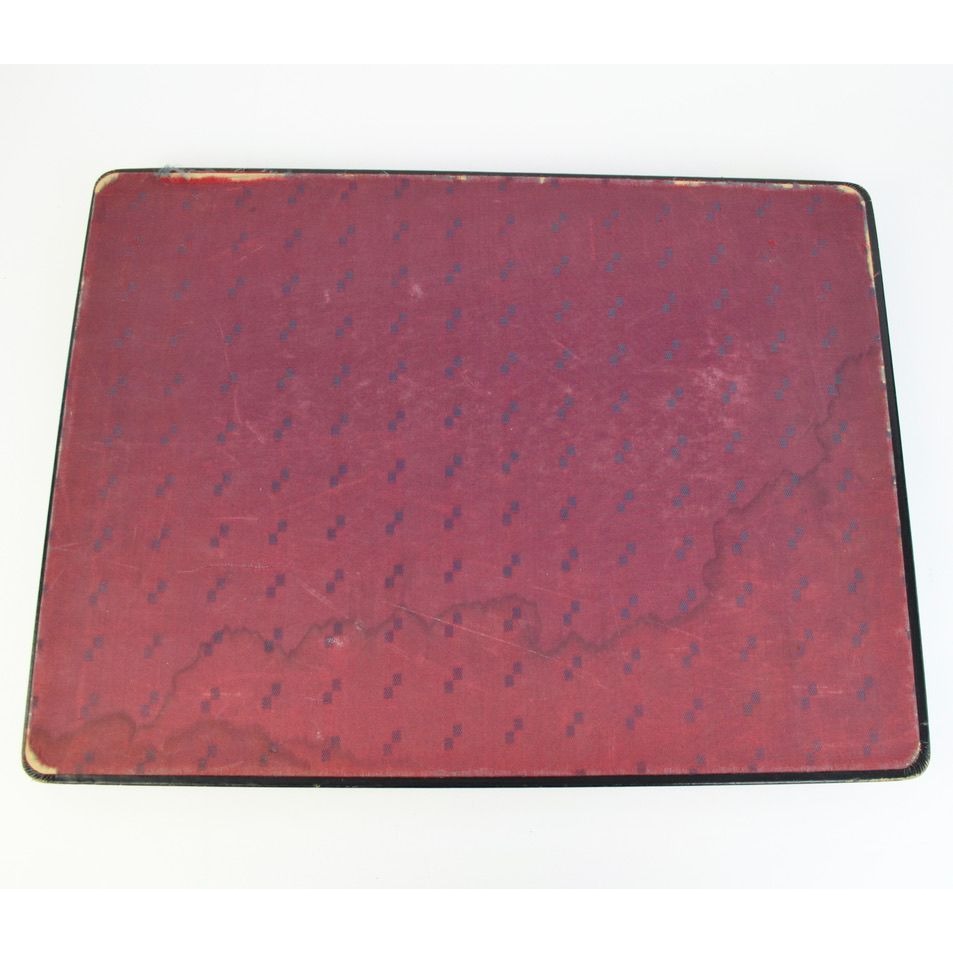 Vintage Leather Writing Case Black Red Detailed Large