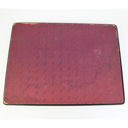 Vintage Leather Writing Case Black Red Detailed Large