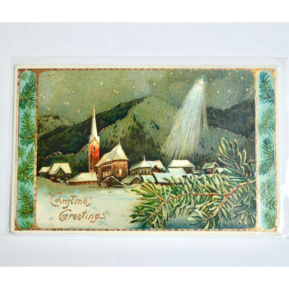 Antique Christmas Greetings Postcard UNUSED Germany