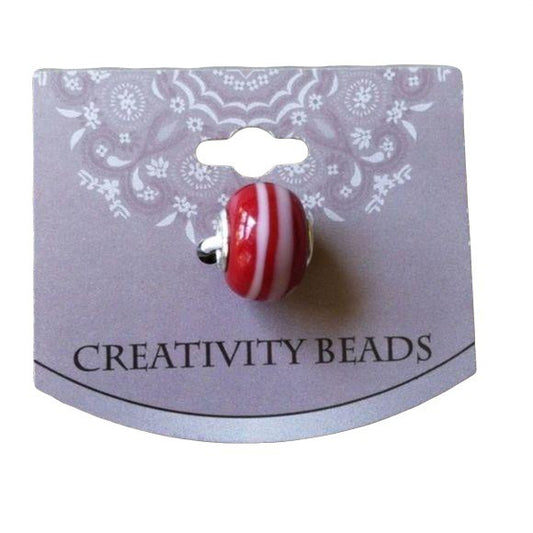 Creativity Beads Sterling Red Stripe Charm Bead