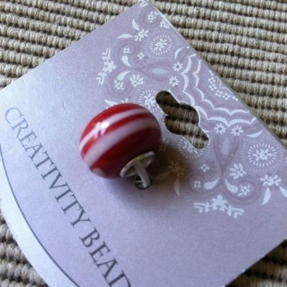 Creativity Beads Sterling Red Stripe Charm Bead