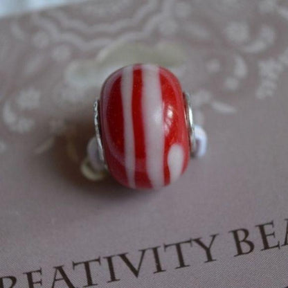 Creativity Beads Sterling Red Stripe Charm Bead