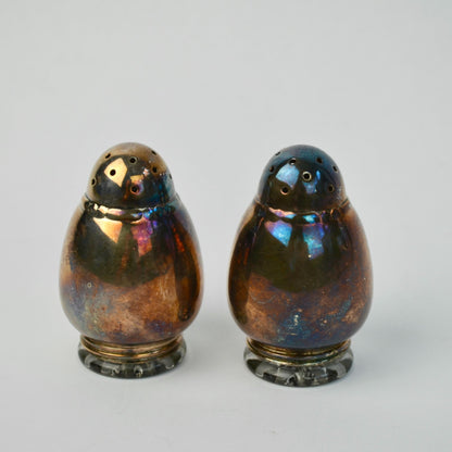 Vintage Silver Plate w/ Glass Inserts Salt & Pepper Shakers Pair