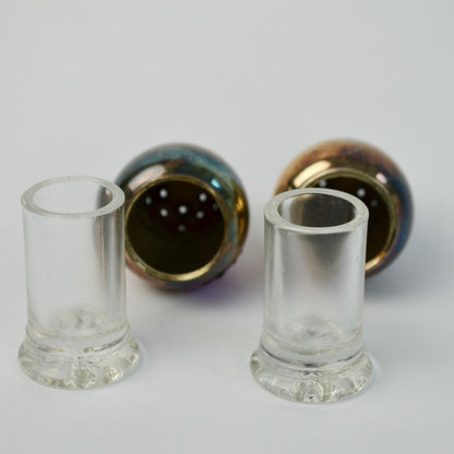Vintage Silver Plate w/ Glass Inserts Salt & Pepper Shakers Pair