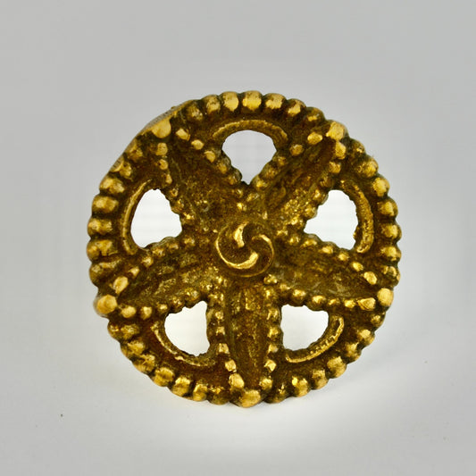 Vintage Brass Round Floral Drawer Pull Handle Antique