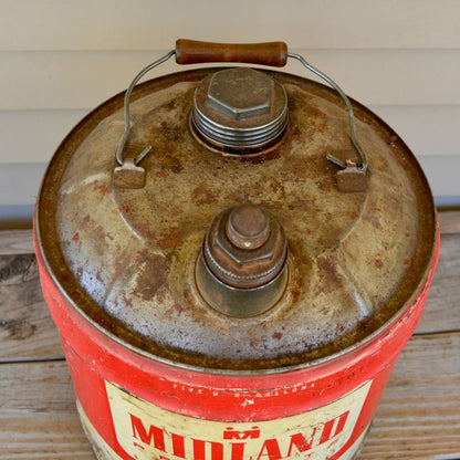 Vintage Midland Products 5-Gallon Oil Can Minneapolis Milwaukee Mason City